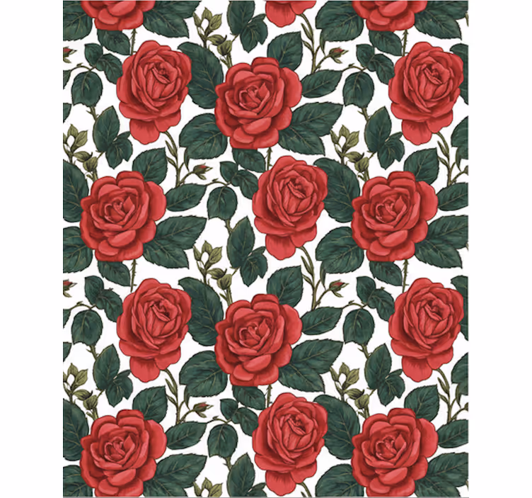 Flower wallpaper red roses pattern - TenStickers