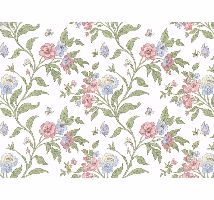 Flower wallpaper light country cottage - TenStickers