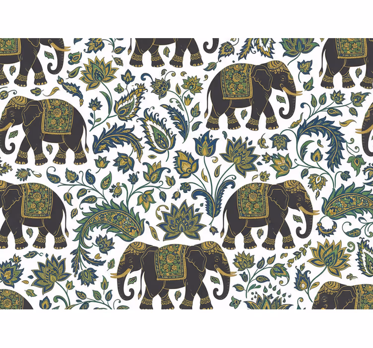 Elephants wallpaper realistic elephant design - TenStickers