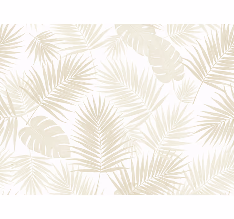 Flower wallpaper palm leaves in cream - TenStickers