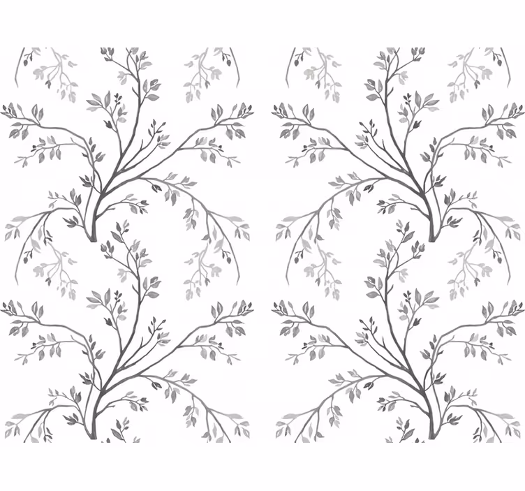 Flower wallpaper with soft grey branches - TenStickers
