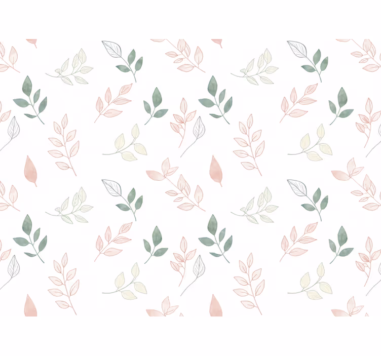 Flower wallpaper light leaves in soft colors - TenStickers