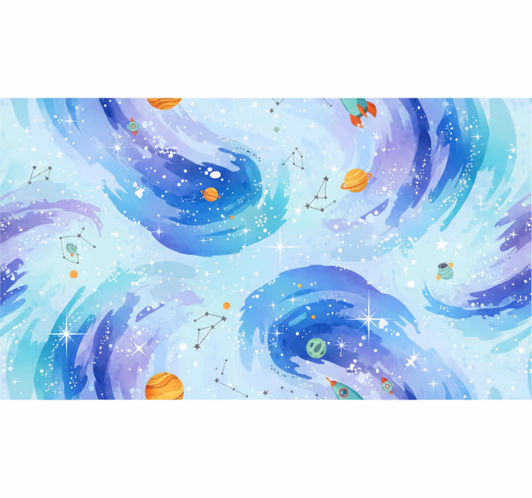 Kids wallpaper in light blue galaxy style - TenStickers