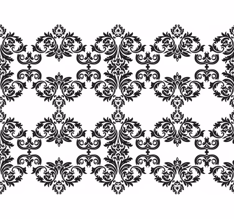Baroque wallpaper black damask floral design - TenStickers