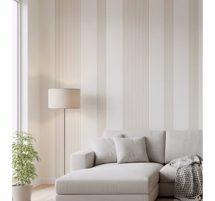 Vertical line wallpaper minimalist cream design - TenStickers