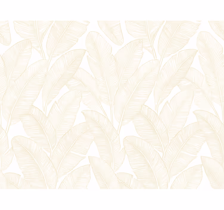 Leaf wallpaper warm white banana leaves - TenStickers