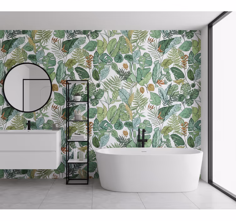 Leaf wallpaper jungle assorted leaves - TenStickers