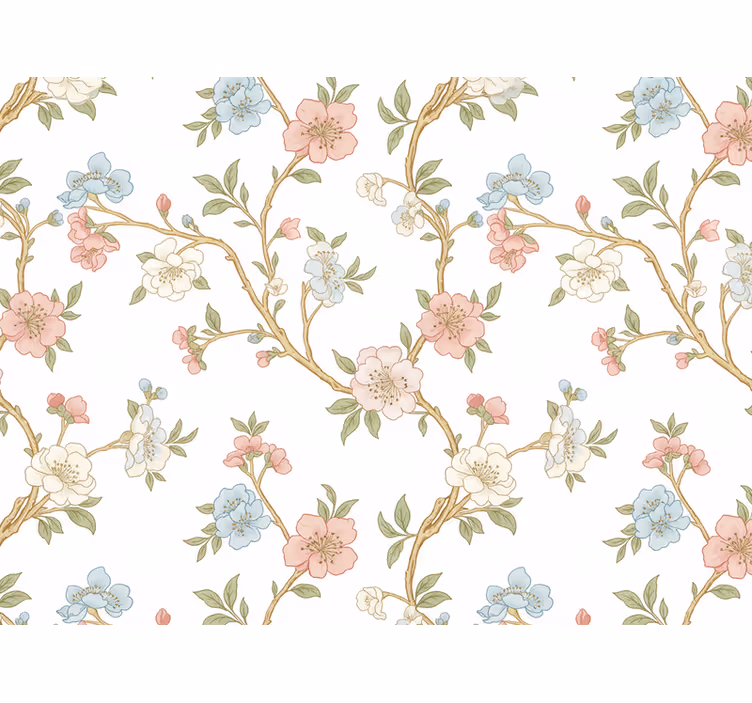 Flower wallpaper in blooming branches style - TenStickers