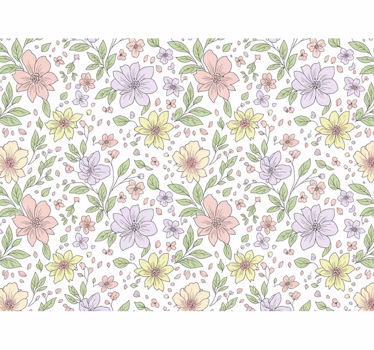 Leaf wallpaper in various soft colors - TenStickers