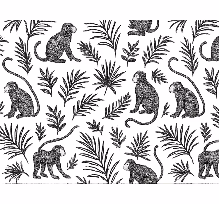 Master bedroom wallpaper black and white monkey design - TenStickers
