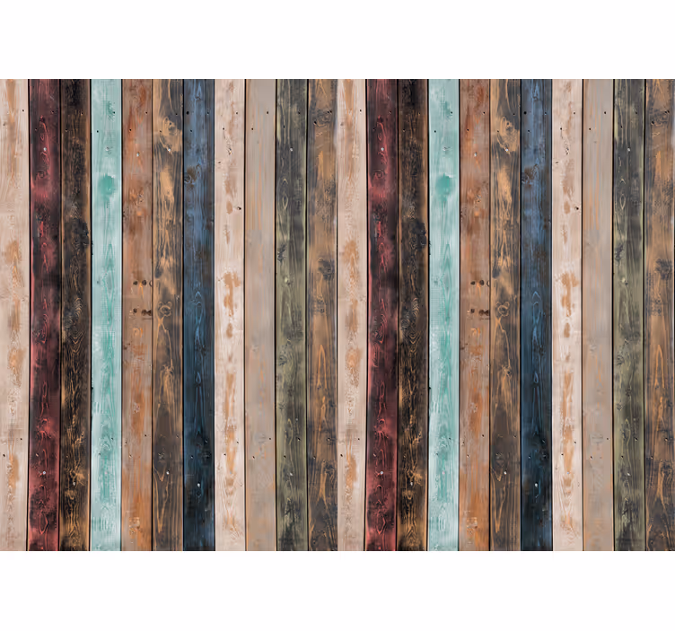 Rustic wallpaper colorful painted vertical planks - TenStickers