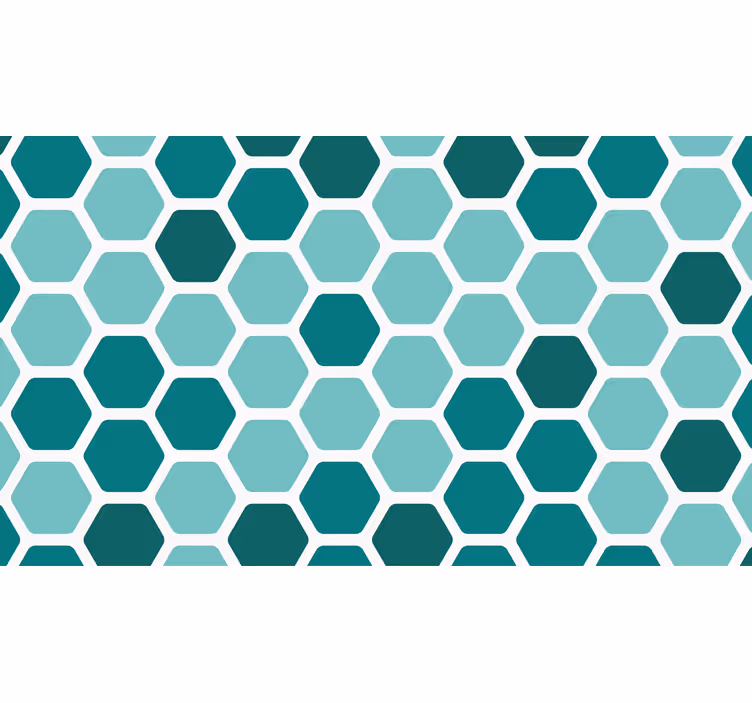 Blue wallpaper with turquoise hexagons pattern - TenStickers
