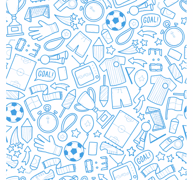 Blue wallpaper football soccer doodle set illustration - TenStickers