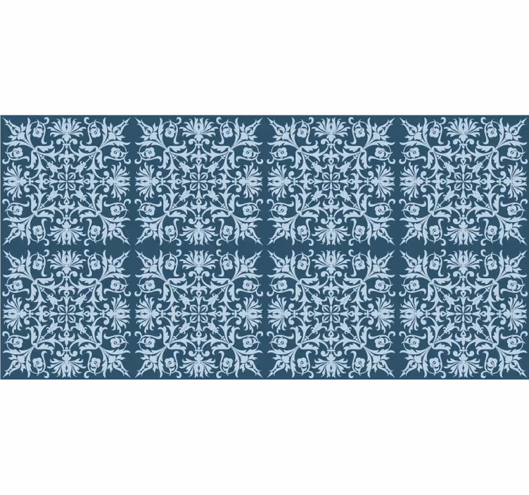 Blue wallpaper french provincial blue floral design - TenStickers