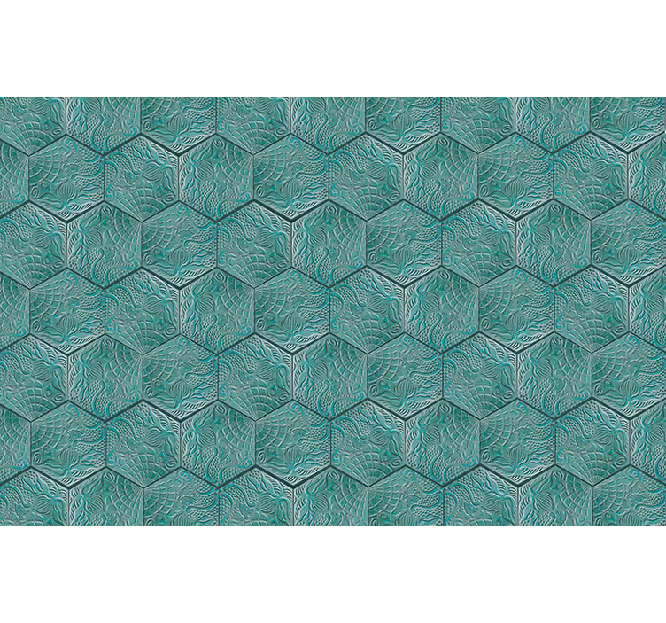 Green wallpaper gaudí tile design - TenStickers