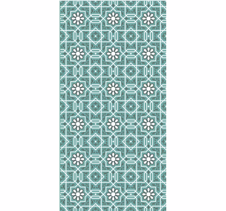 Green wallpaper with green floral tiles - TenStickers