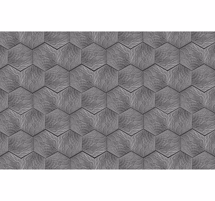 Gray wallpaper gaudí tile design - TenStickers