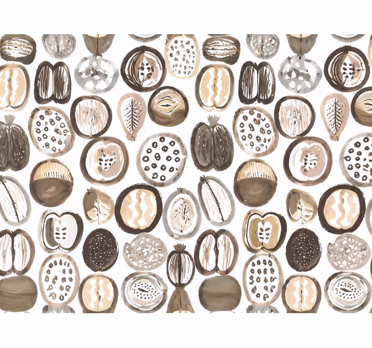 Kitchen wallpaper in brown fruit pattern - TenStickers