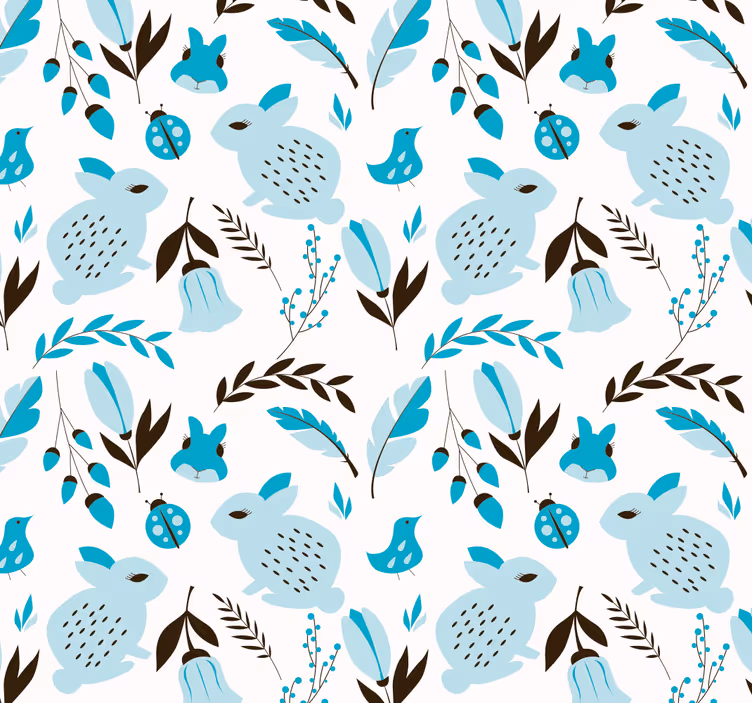 Bathroom wallpaper with rabbits - TenStickers