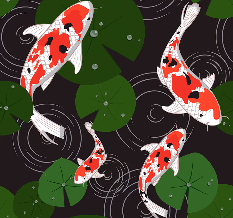 Koi Pond Scenery fish wallpaper - TenStickers