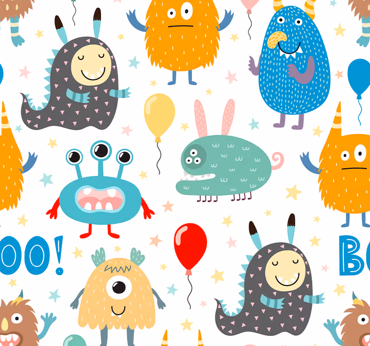 Festive Monsters animal wallpaper - TenStickers