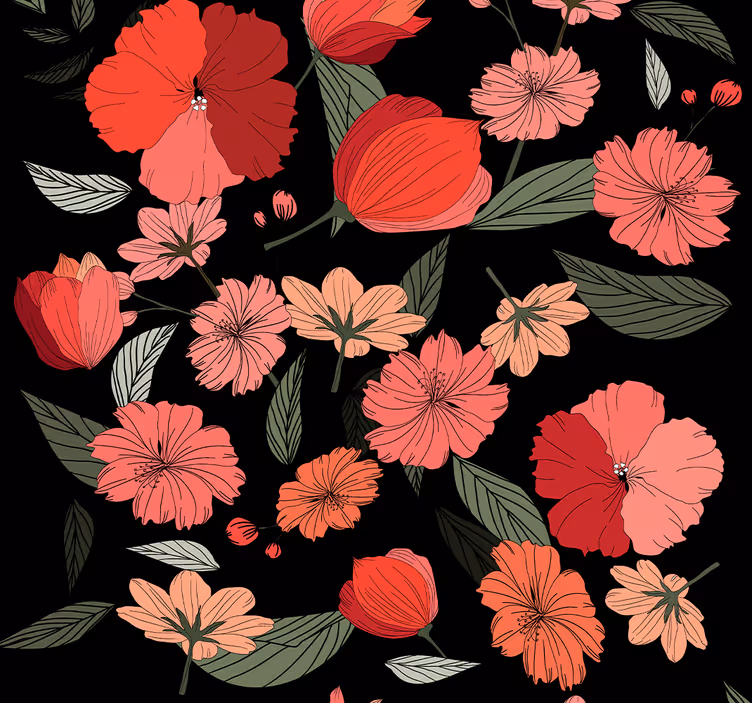 Rose tulips Flower Wallpaper - TenStickers