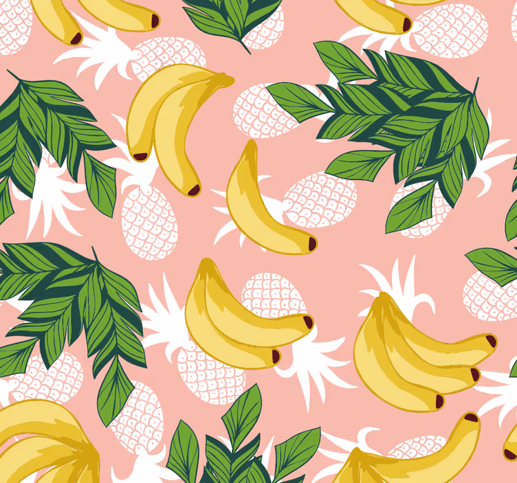 Pineapples and bananas Kitchen Wallpaper - TenStickers