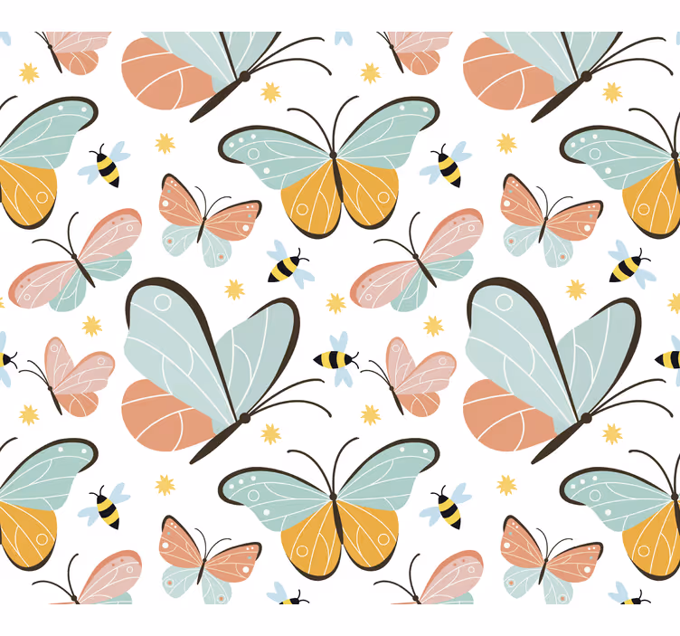 Bees pattern butterfly wallpaper - TenStickers
