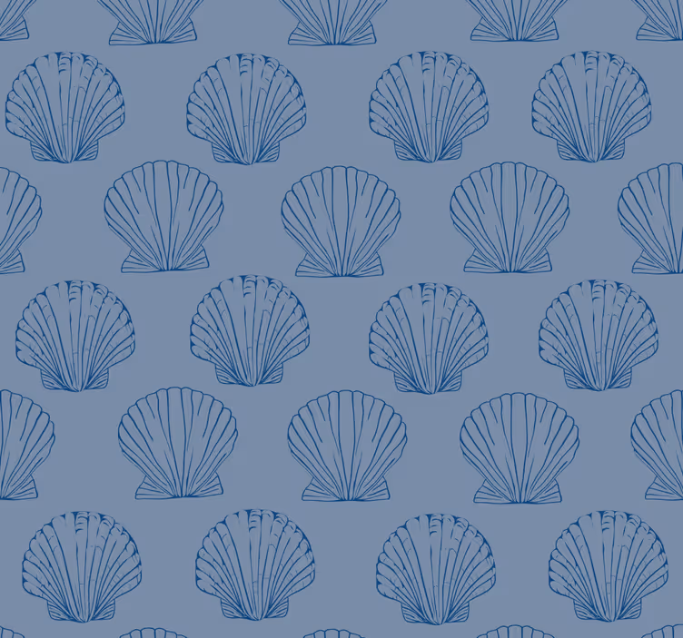 Seashell Blue Tones Shell Wallpaper - TenStickers