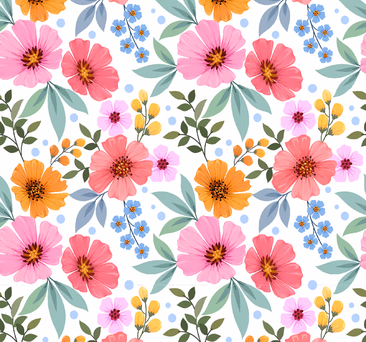 Small colorful pattern flower wallpaper - TenStickers