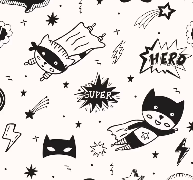 Superhero comic patterns kids wallpaper - TenStickers