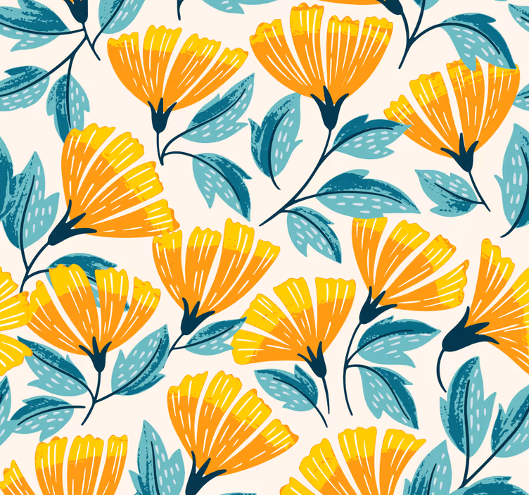 Ginkgo Floral Pattern living room wallpaper - TenStickers