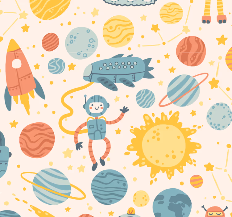 Different drawings of robots  Wallpaper - TenStickers