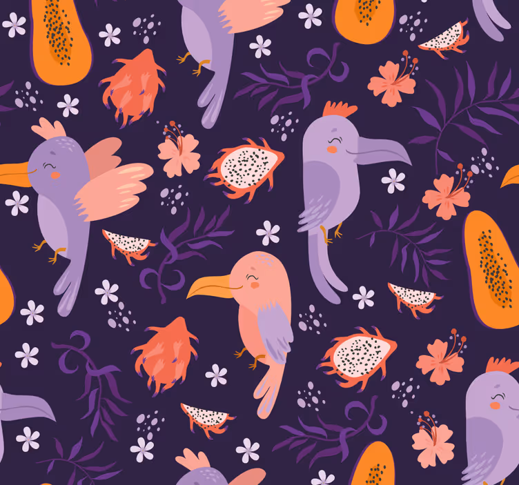 Tropical Bird Pattern animal wallpaper - TenStickers