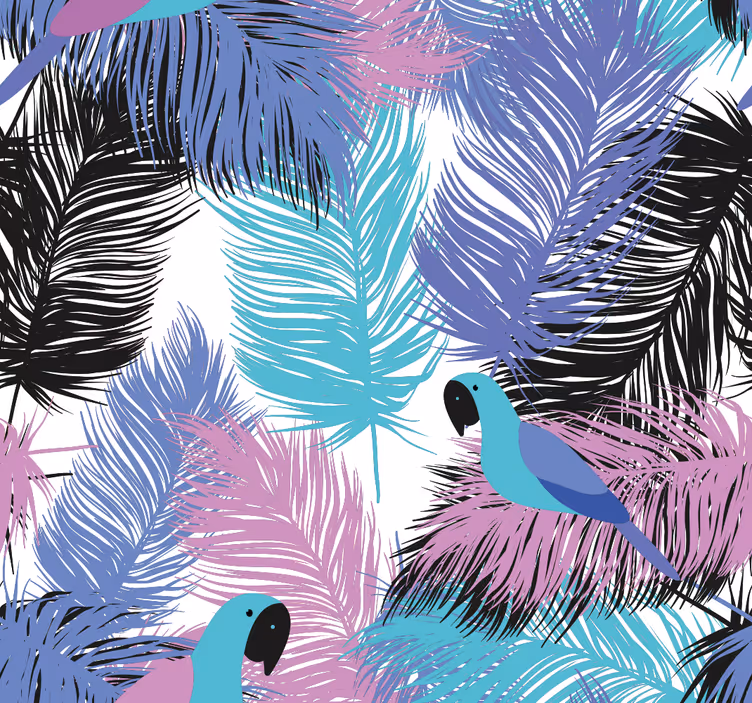 Tropical haven parrot bird wallpaper - TenStickers