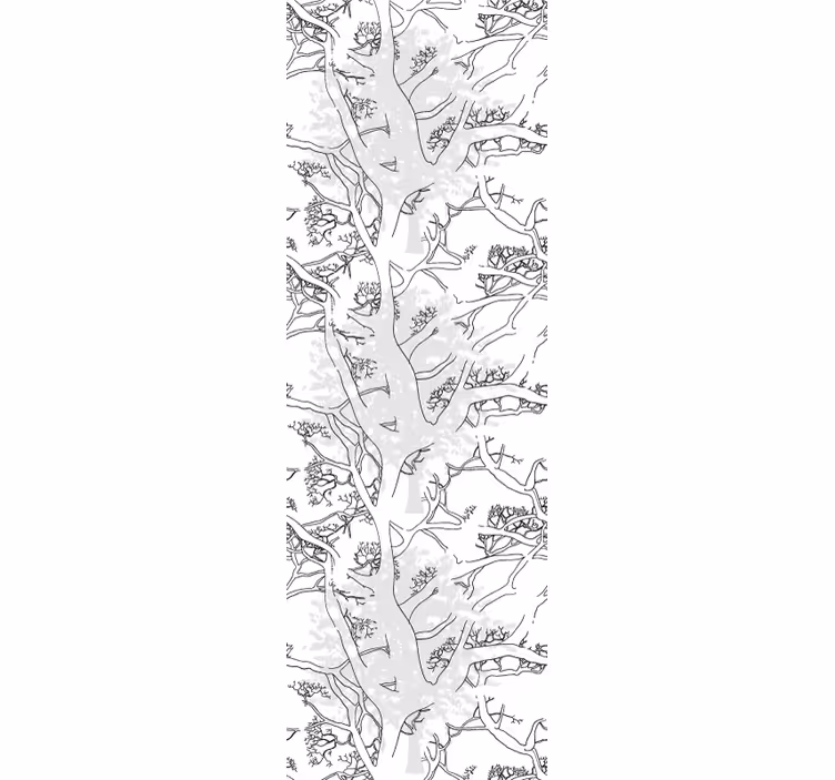 Floral Line Art gray wallpaper - TenStickers