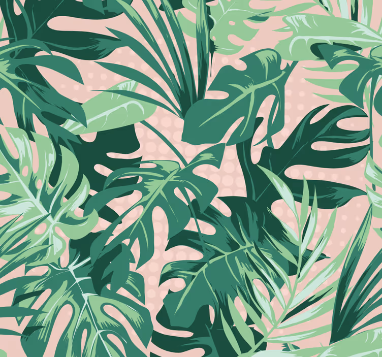 Different green leaves leaf wallpaper - TenStickers