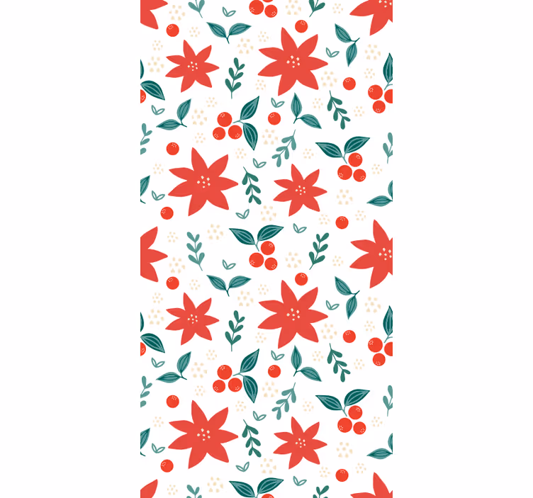 Festive Poinsettias Pattern christmas wallpaper - TenStickers