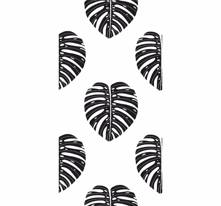 Monstera leaf black wallpaper - TenStickers