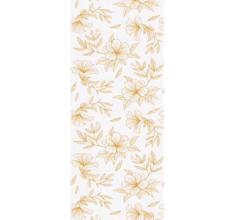 Golden Botanical Grace floral ornament wallpaper - TenStickers