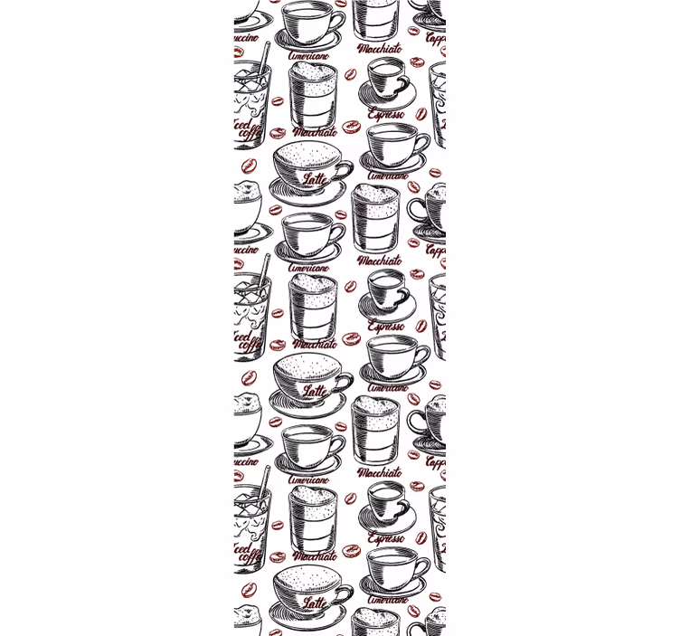 Café Theme Illustration kitchen wallpaper - TenStickers