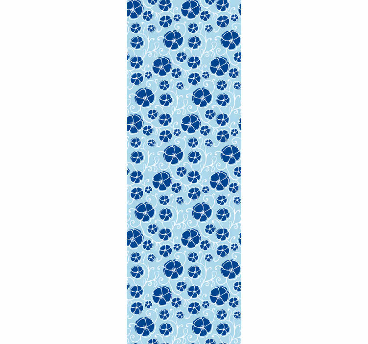 Azure Blossom Ceramics floral ornament wallpaper - TenStickers