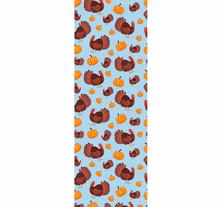 Brown turkeys and pumpkins Animal Wallpaper - TenStickers
