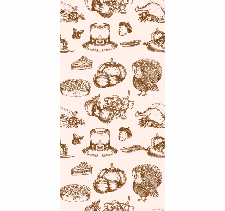 Thanksgiving food sketches Wallpaper - TenStickers