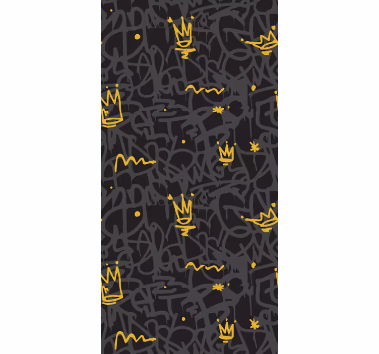 Black and gold graffiti crowns Art Wallpaper - TenStickers