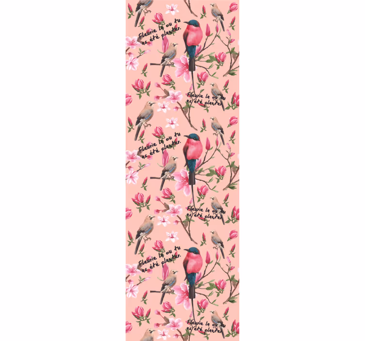 Birds blossom pattern birds wallpaper - TenStickers