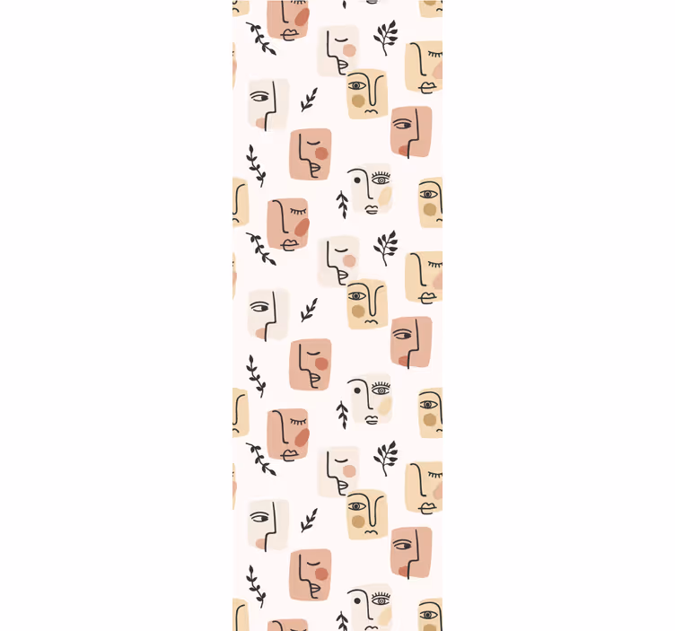 Abstract faces pattern Art Wallpaper - TenStickers