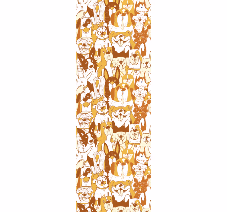 White and Orange Pattern dogs wallpaper - TenStickers