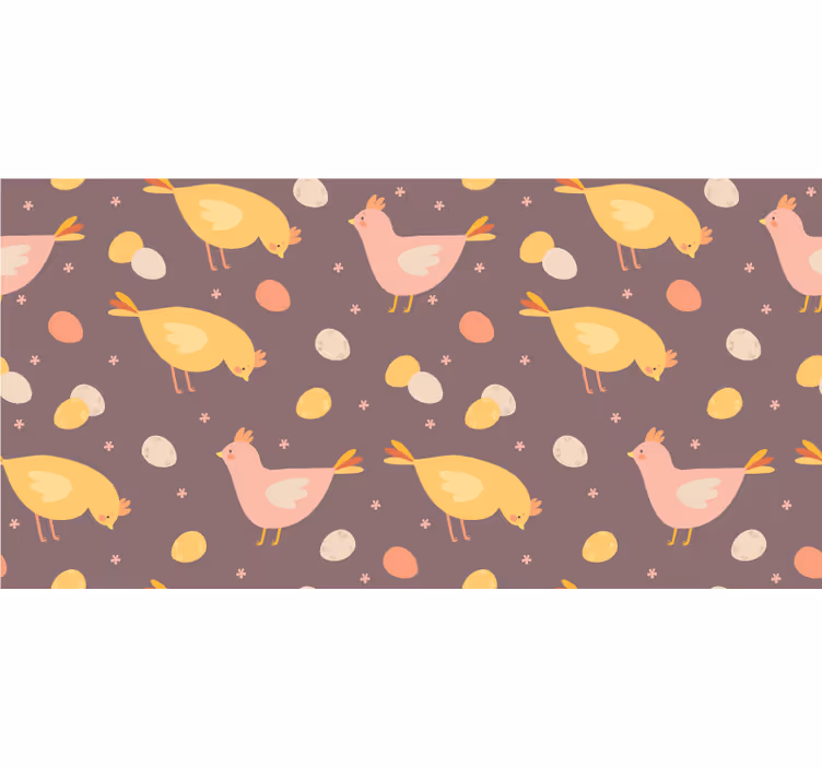 Playful Chickens Pattern animal wallpaper - TenStickers