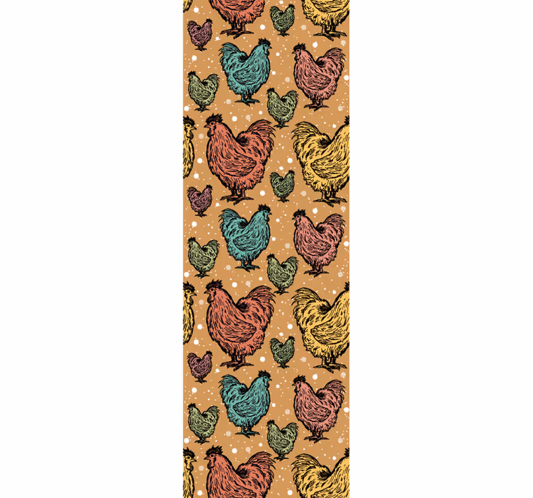 Roosters colorful chicken pattern wallpaper - TenStickers